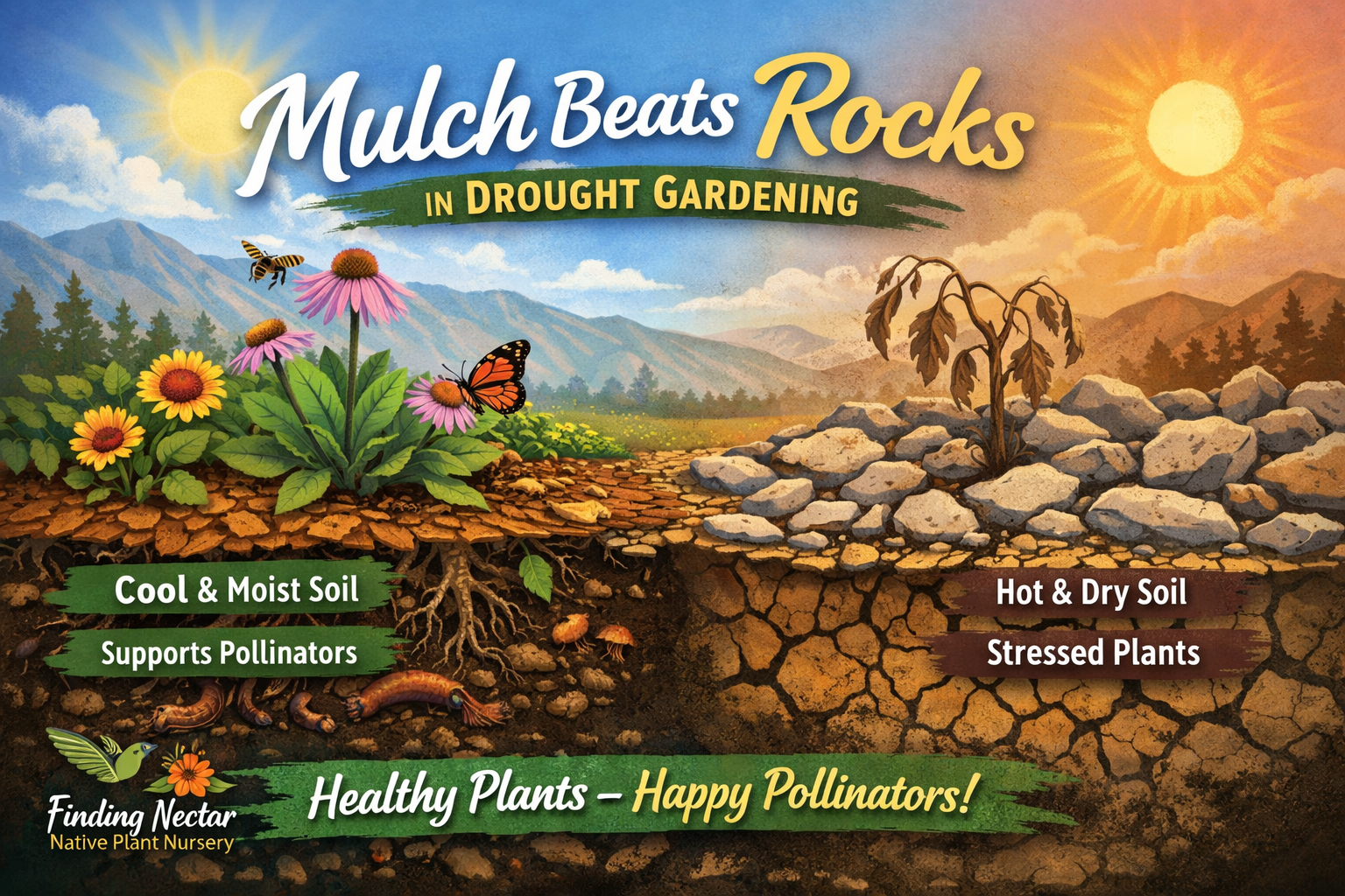 Why Mulch Beats Rocks in Drought Gardening - Finding Nectar